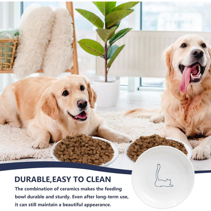 Набір мисок для котів з кераміки, 6 шт. - плоскі миски для котів та дрібних тварин, сучасний дизайн