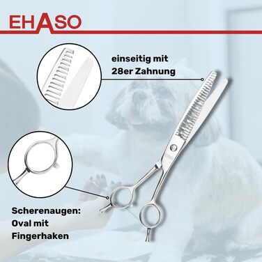 Професійна шерсть для собак EHASO Revolution Two Step | Ліва рука | 21 см | 28 зубців | Шерсть для грумінгу з Solingen