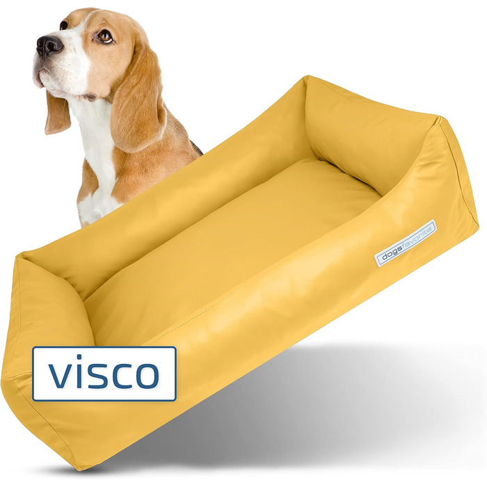 Жовте ліжко для собак L: 115 x 85 см - м'яке віско-ліжко, корзинка, диван, килимок для собак, преміум якість
