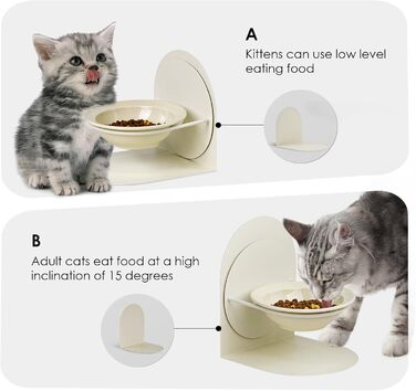 Підвищений годівниця для котів, керамічна миска для котів на металевому підставці, антиковзаюча, без витоку, білий колір, для дому