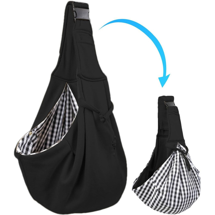 Трагеція для собак маленьких порід | Сумка-переноска для домашніх тварин з регульованим ременем | Регульована сумка-переноска для маленьких собак, переноска для тварин для подорожей та прогулянок на відкритому повітрі (Чорний)