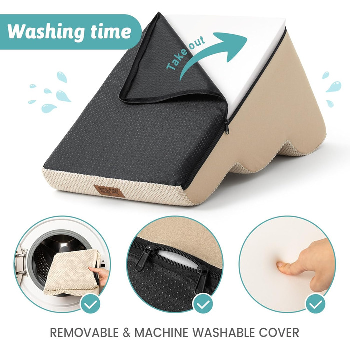 Сходинки для собак маленьких порід 57 см, 5 сходинок, з миючим покриттям та антиковзким покриттям, 40x84x57 см, бежевий колір