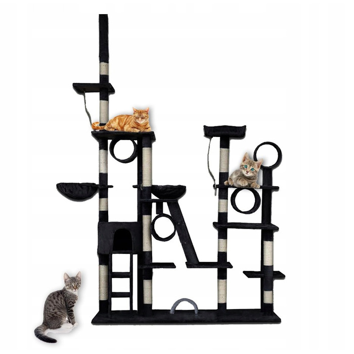 Стельовий кігтеточка-гігант Animel: висока вежа зі стовпчиком, лежаком та килимками для дряпання (висота понад 220 см)