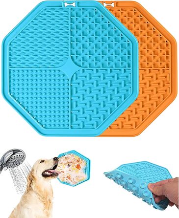 Килимок для собак | Килимок-лежанка з повільною годівлею | 2 шт. (Помаранчевий, Синій)