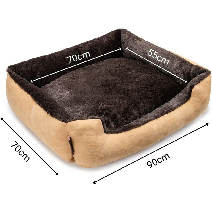 Килимок для собак Lionto з двостороннім подушками та неслизьким дном, 90x70 см, бежевий/коричневий