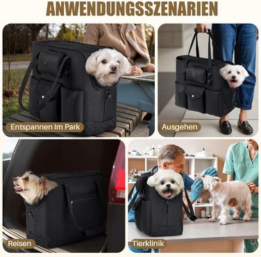 Сумка-переноска для собак SlowTon - для маленьких собак та кошенят до 5.5 кг, чорна, з сумкою та безпечною лінією