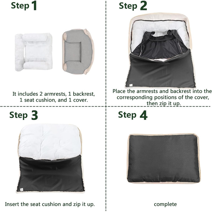 Крісло-лежанка для собак та котів середнього розміру, знімне та миється, м'яке та зручне, з антиковзною основою, 50,8 x 38,1 x 20,3 см