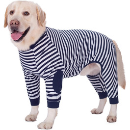 Піжама для собак, комбінезон, одяг для собак середнього та великого розміру, дихаючий, з блискавкою, м'яка бавовна