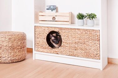 Клітка-будиночок для котів у шафу Billy, з натурального плетіння, для котів, дрібних тварин, кроликів, морських свинок, 75 x 29 x 25 см, матеріал: ротанг, плетиво