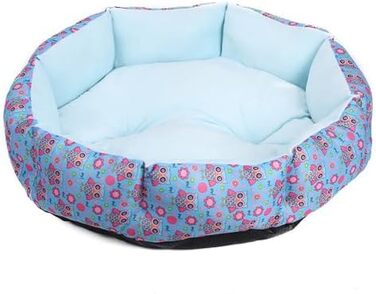 Кругле ліжко для собак та котів, плюшеве, з бавовни PP, зручне, миється, для великих та маленьких тварин (L, Сова) L Сова