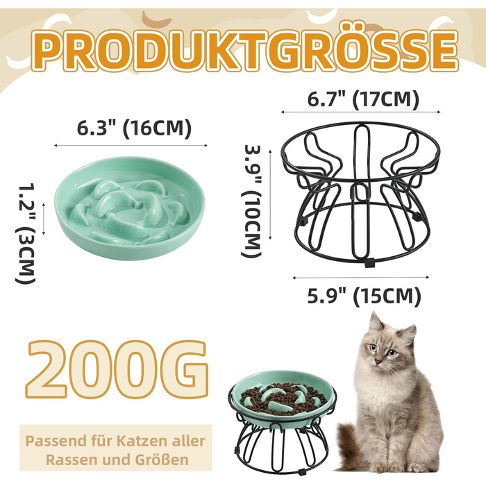 Підвищена годівниця для котів Anti Schling Napf - керамічна миска з антиковзним металевим підставкою, серія Pastel, повільне годування, інтерактивна лабіринтова годівниця, м'ятно-зелений колір