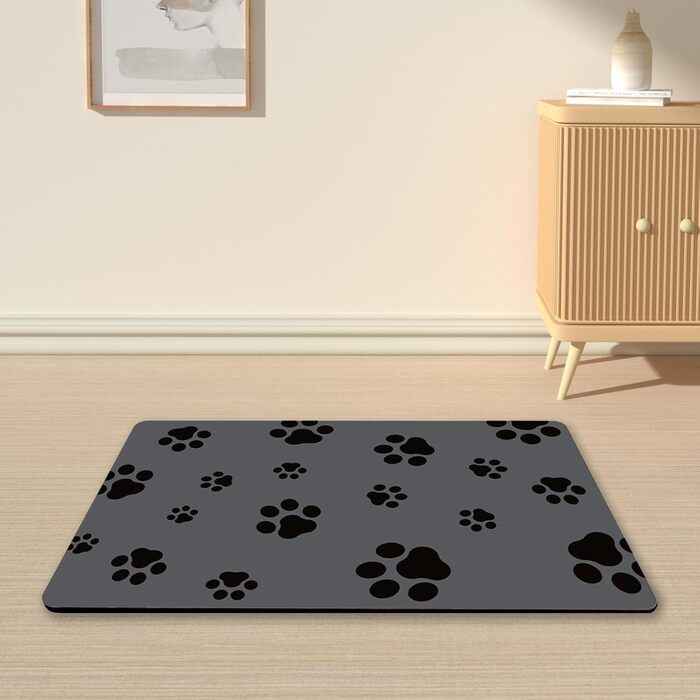 Килимок для годування собак, вбираючий, не залишає плям, швидко сохне, водонепроникний, 30 x 50 см, темно-сірий