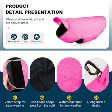 Водонепроникний теплий дощовик для собак - регульована жилетка, світловідбиваюча куртка для маленьких, середніх та великих собак (зелений, рожевий, X-Large, L)