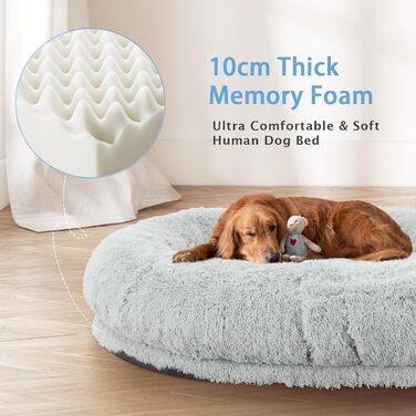 Ортопедичне ліжко для собак великих порід, Memory Foam, XL, вологостійке, знімний чохол (91,4 см), сіре