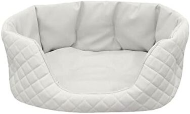 Ліжко для собак Juelle з штучної шкіри, велике, з м'яким лежаком, диван Queen S-XL (120x90 см, білий)