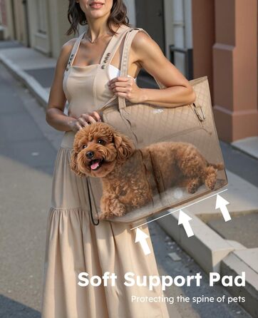 Транспортна сумка для собак Pecute, XL, 43x35x20 см, до 6 кг, для маленьких собак та котів, бежева