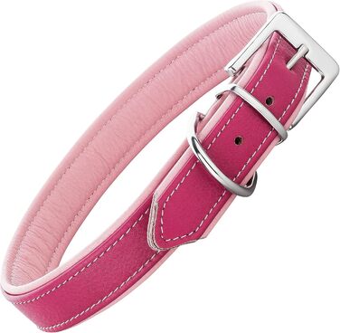 Шкіряне нашийник для собак Fun Line - великий, середній та маленький, з підкладкою, міцний (28-36 см, блакитно-коричневий)