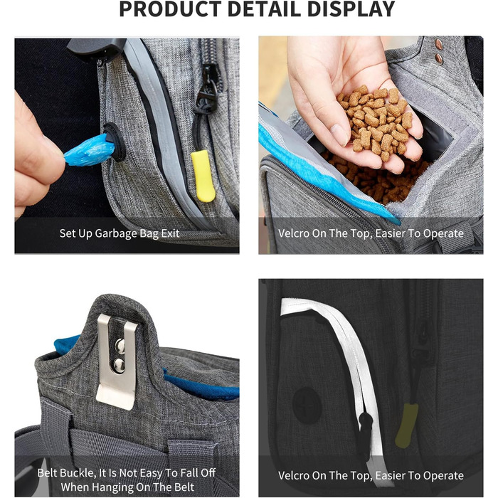PETCUTE: Сумка для дресирування собак, зручна та міцна, з дозатором для відходів, сіра+блакитна