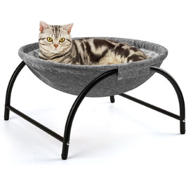 Гамак для котів LIFLIX Outdoor, піднятий лежак знімний, пральний плюш, стоячий гамак для котів для внутрішнього/зовнішнього використання (Сірий)