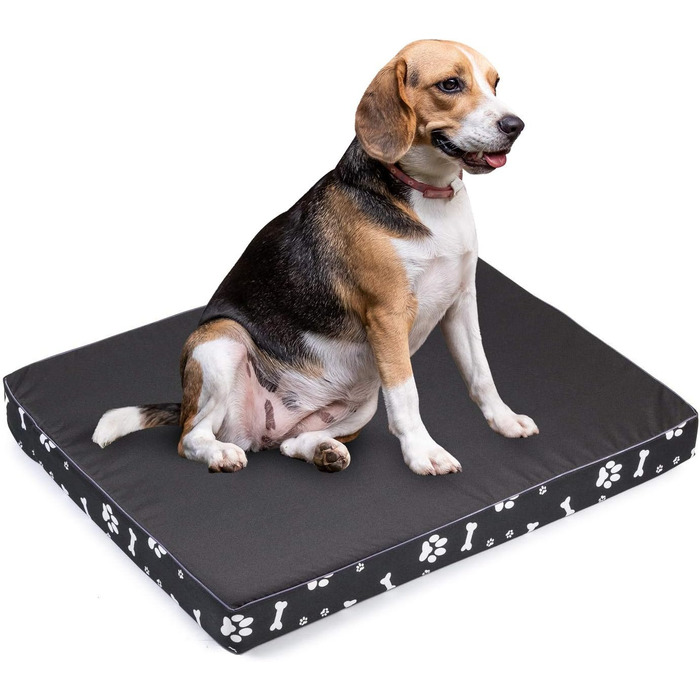 Матрац для собак | XL 120x100x6 см | Собаче ліжко, крісло, матрац | Чорний з візерунком, Codura, легко миється | Для великих та маленьких собак
