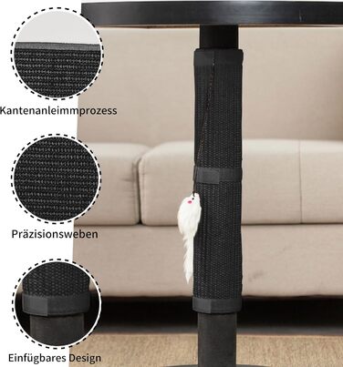 Килимок від подряпин для котів JanYoo (2 шт.) - захист меблів, 50x25 см, чорний