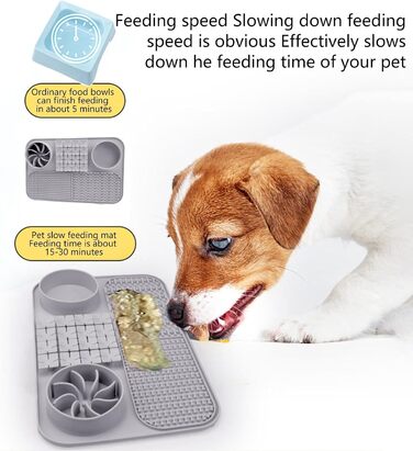 Килимок для лизання собак, коврик для іграшок, сірий | 38.5 x 15 x 2.5 см