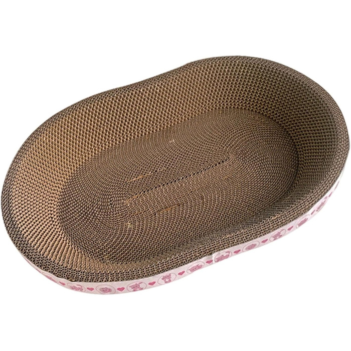 Котячий когтеточка з картону овальної форми, ігровий центр для котів, стильний лежак, 57x39x9.5 см