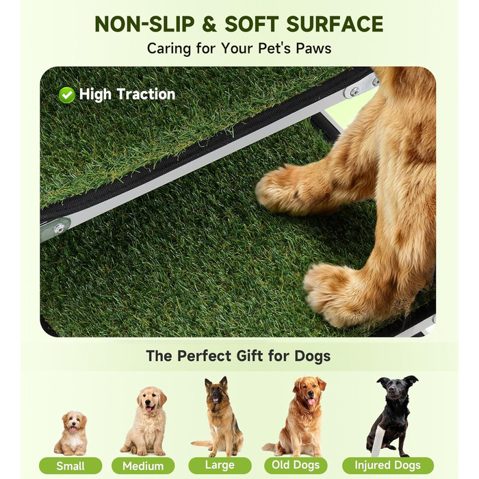 Рампа для собак у машину, складана, для великих собак, з антиковзким килимком, для авто, SUV, вантажівок, високих ліжок, широка (110x58x43 см)