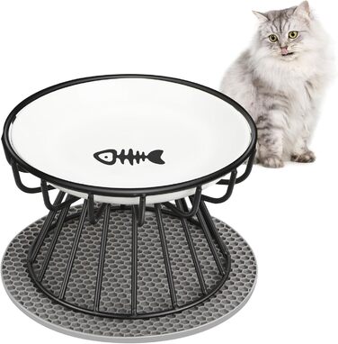 Підвищені годівниці для котів Katzennapf Erhöht: 2 шт. з підставки з силікону, металевий стійкий тримач, захист шиї, керамічні миски для корму та води