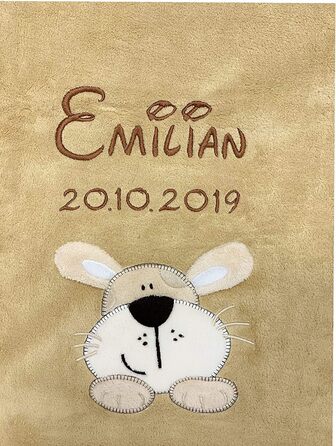 Декоративний лежак для собак KIDDI-MEDIA з вишивкою імені, аплікаціями, пісочно-коричневого кольору