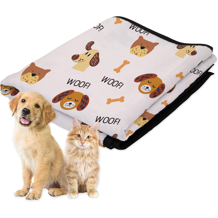 Килимок для тварин у приміщенні та на вулиці 127x152.4 см, зручний, миючий, водовідштовхуючий, ідеальний для пікніків та подорожей, складаний килимок для пляжу, лап та кісток (слонова кістка, коричневий)