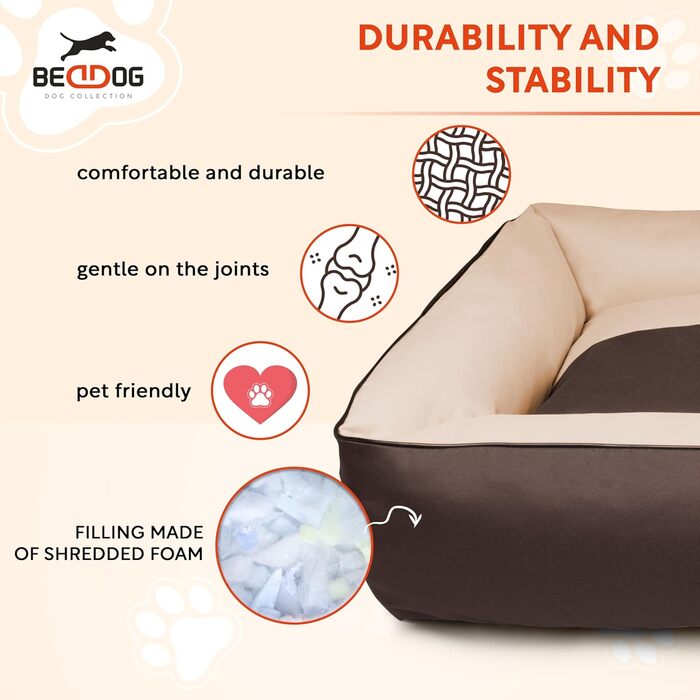 Ліжко для собак BedDog MAX Quattro 2в1 XL, коричнево-чорне, з бортиками, зносостійка Кордура, для дому та вулиці, знімний чохол, миючеся