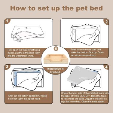 Ортопедичне ліжко для собак Joyelf, велике, вологостійке, знімний чохол, неслизьке дно, 90x66x18 см, хакі