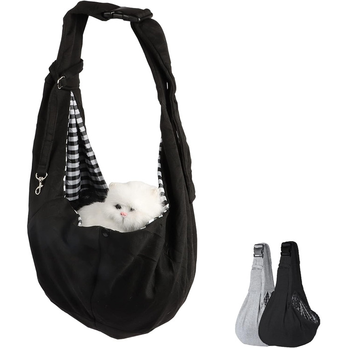 Сумка-слінг для тварин, переноска для котів та собак, регульована через плече, чорна