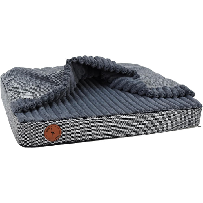 М'яке ліжко для собак середніх порід з ортопедичною матрацною поверхнею, з капюшоном, неслизьке, з водонепроникним покриттям на блискавці (графіт, 70 x 60 x 8 см)