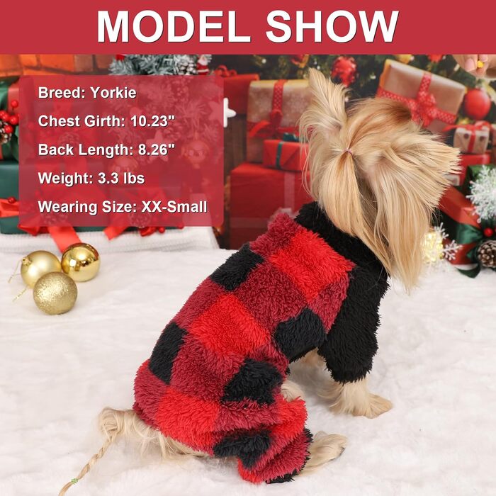Піжама для собак з коміром-стійкою, флісовий пуловер для собак, зимовий, милий, одяг для маленьких собак, одяг для цуценят, комбінезон для домашніх тварин, чихуахуа, йоркширський тер'єр, одяг для котів (XS, червоний/подорож, однотонний (Getaway Solids), M