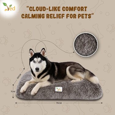 Заспокійливе ліжко для собак Mittel – М'яка анти-тривожна лежанка для тварин, підходить для переносок, миється, з антиковзним дном, сірий колір, (75 x 50 x 7 см)