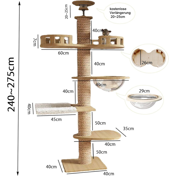 Крізьовбам: Крізьовбам - кігтеточка-гамак для котів, висота 240-275 см, обмотана сизалевим мотузком