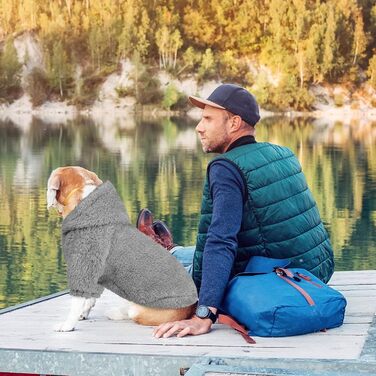 Теплий пледовий худі для великих собак, плюшевий фліс, Sherpa, сірий, розмір L