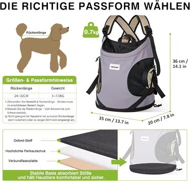 Рюкзак-переноска для собак та котів ALLSOPETS, рюкзак для тварин з інтегрованим ремінцем безпеки, ергономічний, дихаючий, для мотоцикла (блідо-ліловий)