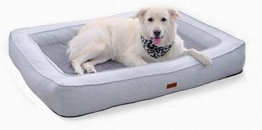 Ортопедичне ліжко для собак Rio, сірого кольору, 100x70x17 см, XL, з Memory Visco-матрацом, нековзне, миється, для великих собак до 35 кг