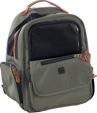 Рюкзак для собак Wiro Grün, 40x25x41 см, поліестер, посилена спинка, знімний дно, страховочна стрічка, нагрудний ремінь, петля для авторемня, Trolley-fix, середній