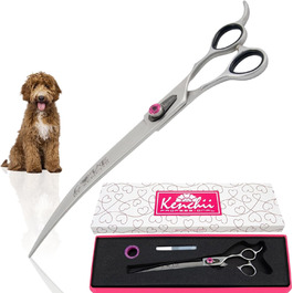 Професійна вигнута шерстьорізна ножиці Kenchii Love для лівшів, 22.9 см, для грумінгу собак та котів