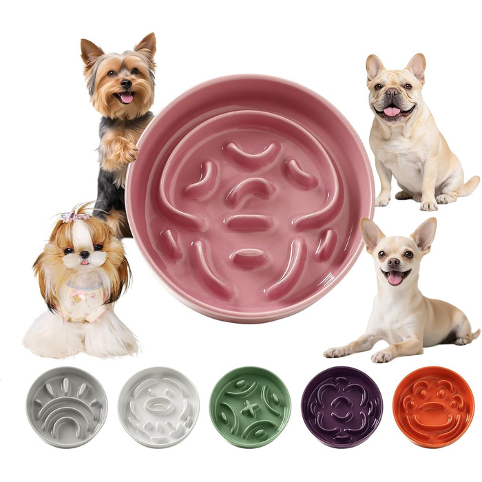 Керамічна миска протиковзаюча для маленьких собак - миска для корму для собак та котів - підходить для сухого та вологого корму - 180г (Small, Рожевий)