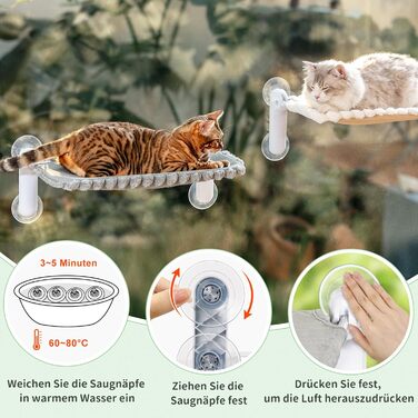 Ліжко для котів GUUSII HOME на вікно, розкладне, з присосками, 54x30 см (біле, M)