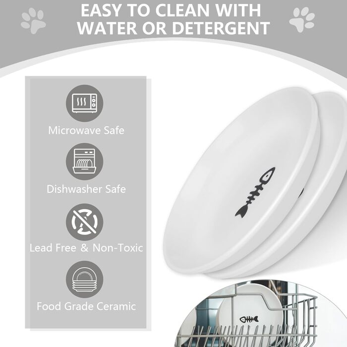 Підвищені годівниці для котів Katzennapf Erhöht - 2 шт. Керамічні миски з підставкою, захист шиї, для корму та води