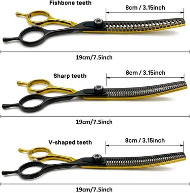 Професійна філірувальна ножиця Profi 7,5 дюймів для собак, котів та інших домашніх тварин. Ножиці для грумінгу з регульованим гвинтом, нержавіюча сталь 440C (тонке розрідження 60%-70%)