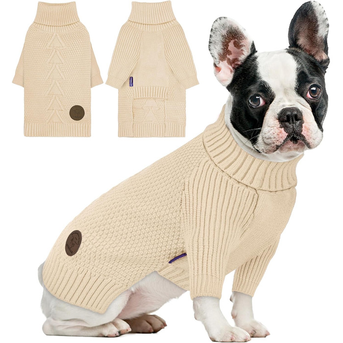 Пуловер для собак Cyeollo з коміром-горловиною та отвором для повідка, теплий зимовий пуловер для собак