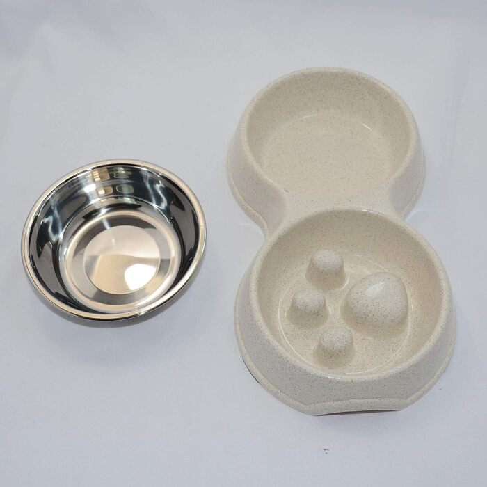 Миска для собак Frenchie Fress, нержавіюча сталь, інтерактивна, для повільного годування, екологічна, біла