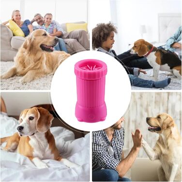 Автоматична мийка для лап собак, розумний пристрій для миття лап домашніх тварин, USB-зарядка, для собак середніх та великих порід, цуценят, кошенят, рожевий колір